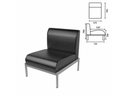 Кресло мягкое "Дилан" Д-22, 670х720х790 мм, без подлокотников, кожзам, черное