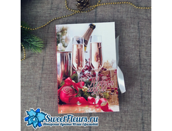 Новогодняя открытка-шоколадница "Брызги шампанского".