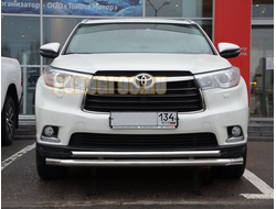 Защита переднего бампера двойная d60/42 для Toyota Highlander 2014-2017