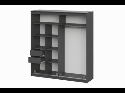 Шкаф-купе №25 (2,0) Блэк ЛАЙТ (Графит серый/Лакобель/Черный матовый), ш2001хв2200хг600