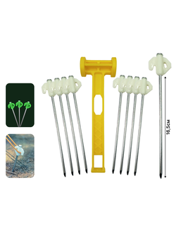 Колышки для палатки #038 светящиеся (1уп: 8 колышек, 1 молоток)