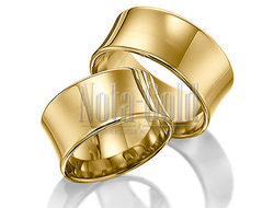 Классические широкие обручальные кольца из желтого золота с вогнутым профилем