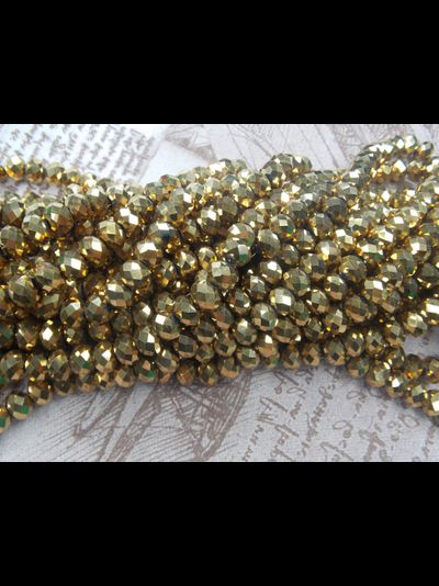 Бусины стеклянные"Рондели" 8х6 мм нить 70 шт цвет №102 золото