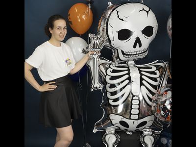 Шар 3D (103''/262 см) Фигура, Скелет XXL (сидячий), Белый