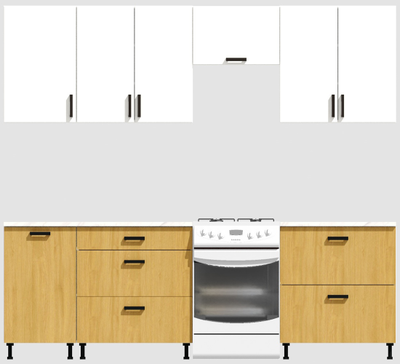 Кухня Эконом 2,1 метра (1300х800) Цвет: Белый/Дуб Сонома