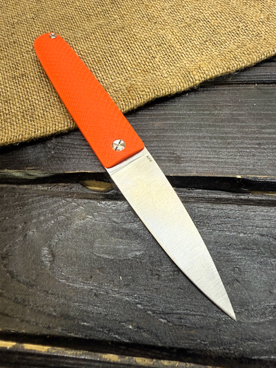 Фрикционный складной нож Скин-ду Большой сталь AUS10, рукоять G10 оранжевый