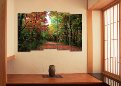 Модульная картина "Дорога в лесу"