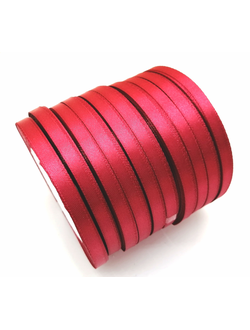 Лента атласная 6 мм, цвет темно красный арт. 86