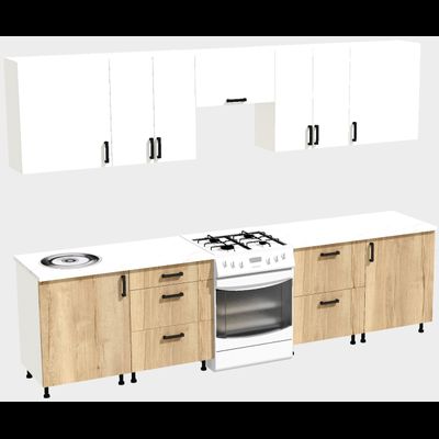 Кухня Эконом 2,4 метра (1200х1200) Цвет: Белый/Дуб Вотан