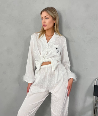 Пижама Виктория Сикрет белая с перьями 44