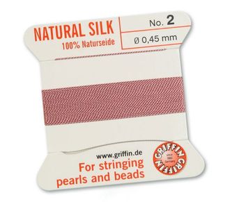 GRIFFIN Natural silk Нитка из натурального шелка Темно-Розовый 0,45 мм 2 м