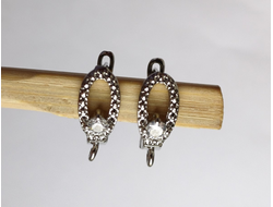 Швензы форма №1   покрытие родий  1 пара с камнем цвет серебро