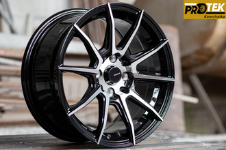 Комплект дисков R15 7,0J ET+40 4*100/4*114,3 Shogun S10 Черный глянец с полированными лучами (S152)