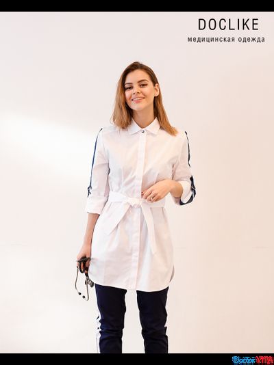 БЛУЗА DOCLIKE DL492/1 белая с лентой