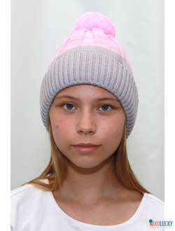 Шапка 18202-30, цвет розовый, серый р. 54