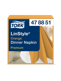 Салфетки Tork LinStyle Premium 39х39, оранжевые 50шт/уп 478851