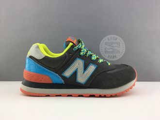 New balance 574 серые  с голубым и оранжевым (36-38) Арт.078М