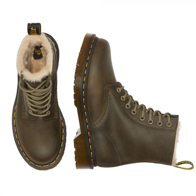 ЗИМНИЕ БОТИНКИ DR. MARTENS 1460 Serena Fur зеленые