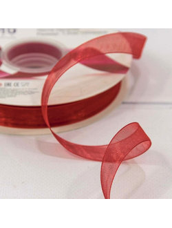 Лента органза 15мм (красная), 91,4м