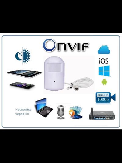 Видеоняня/Охранная IP WiFi-LAN видеокамера с ночным видением и аудиоканалом (корпус ИК датчика), встроенный DVR. Full HD (CamHi)