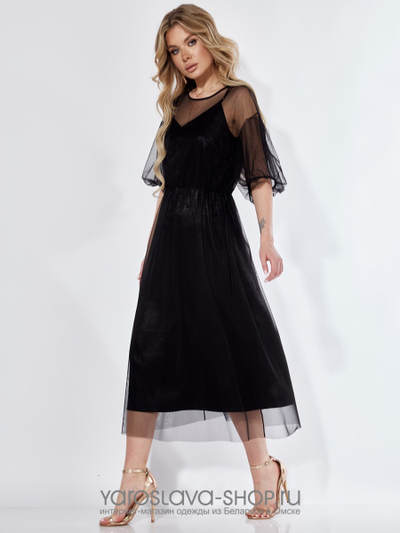 Женский нарядный комплект: платье и комбинация