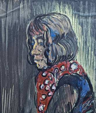 "Женский портрет" бумага гуашь, акварель Последович А.О. 1960-е годы