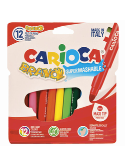 Фломастеры утолщенные CARIOCA (Италия) "Bravo", 12 цветов, суперсмываемые, 42755, 2 набора