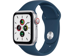 Apple Watch SE 2023 44mm Silver Aluminium Case with Storm Blue Sport Band S/M Cellular