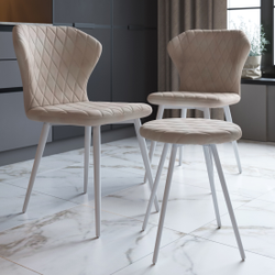 ЙОРК Стул сиденье бежевый, каркас белый