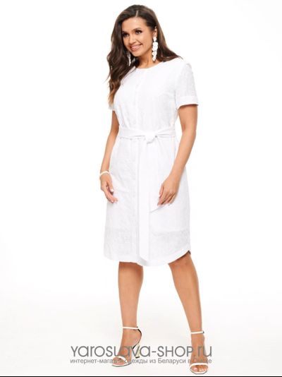 Легкое летнее хлопковое платье с поясом