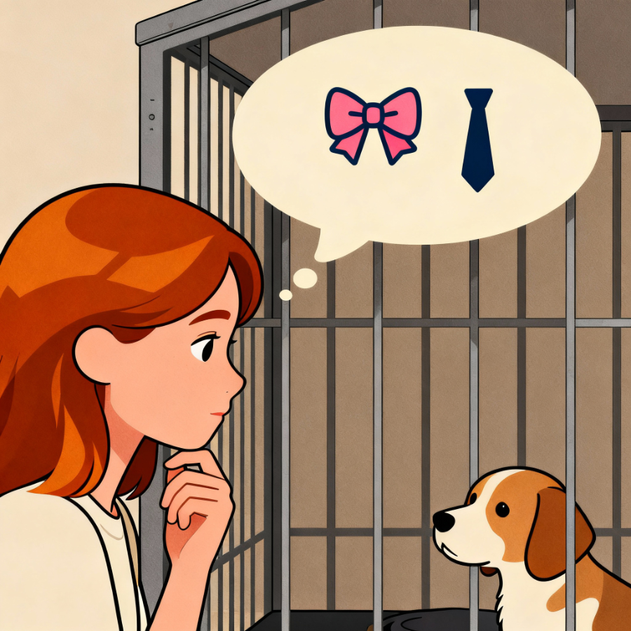 Девушка выбирает себе щенка по половому признаку