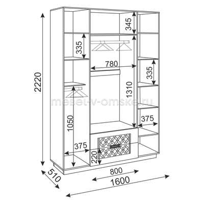 Шкаф 4-дв. Тиффани-3 М28