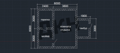 Баня 6 на 6 с тамбуром 3,5 на 2,5