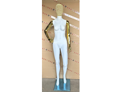 WG27B1 Манекен женский, с проволочной головой белый глянец+золото