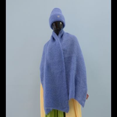 Голубой вязаный палантин из мохера Италия Vizio 6946 SX