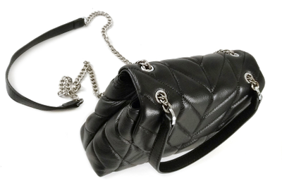 (АРТИКУЛ: 8355/1) СУМКА ЖЕНСКАЯ, НЕБОЛЬШАЯ, НАТУРАЛЬНАЯ КОЖА, ЧЕРНАЯ,  ПЕРЕТЯГИВАЮЩАЯСЯ ЦЕПОЧКА  ЧЕРЕЗ ПЛЕЧО