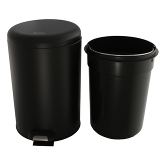 BGR-20B Ksitex Корзина мусора с механизмом плавного поднятия и опускания крышки микролифт 20 литров нержавеющая сталь черная