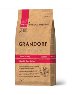 Grandorf (Грандорф): сухой корм для собак всех пород Ягненок с индейкой, 10 кг