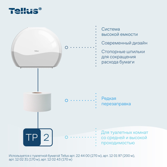 922000 Tork Tellus диспенсер для туалетной бумаги в мини Джамбо рулонах Система Т2 TP2 белый