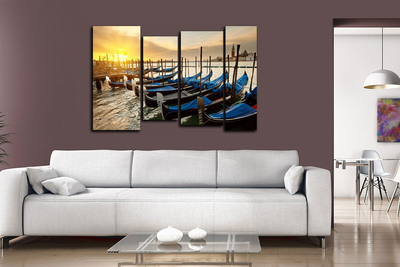 Модульная картина "Гондальеры на пристани"