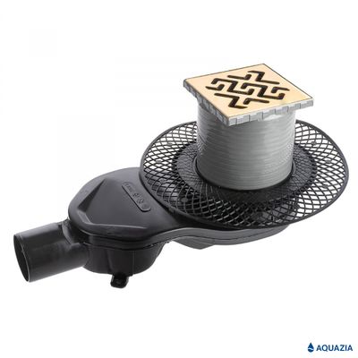 Трап водосток PLATZ Antik 100х100 Боковой выпуск (Золото)