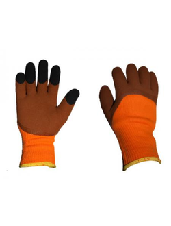 Перчатки ЗИМА утепленные оранжевые с коричневым обливом