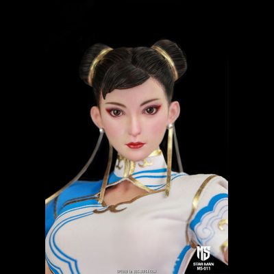 Чун Ли (серия Street Fighter) - Коллекционная ФИГУРКА 1/6 Female Fighter, Blue cloud patterned white cheongsam version (MS-011) - STAR MAN