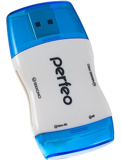 Картридер Perfeo Card Reader SD/MMC+Micro SD+MS+M2, (PF-VI-R016 Blue)