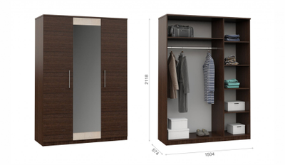 Спальня Аврора модульная, модульная. Венге и дуб молочный