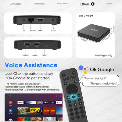 Смарт ТВ приставка Mecool KM7 SE 2/32 Гб с пультом с голосовым поиском (операционная система Android TV 12.0)