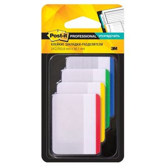 Клейкие закладки пластиковые арх. 4 цвета по 6 листов. 50мм Post-it 686F-1