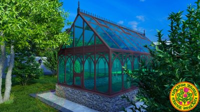 Теплица сезонная из алюминия и стекла в английском стиле Ажур