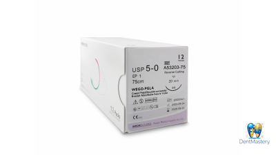 Нить хирургическая WEGO PGLA USP 5-0, MP 1,0 75 см – плетеная рассасывающаяся, фиолетовая