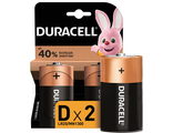 Батарейки DURACELL Basic, D (LR20, 13А), алкалиновые, КОМПЛЕКТ 2 шт., в блистере